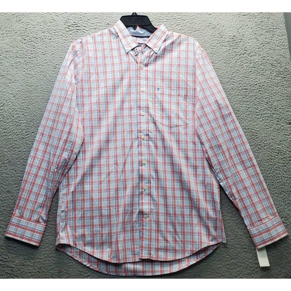 IZOD Performance Shirt Mens LT Multicolor Plaid Comfort Wrinkle Free Classic Fit